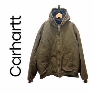 Carhartt Jacket Mens 2XL Green J280 MOS Full Zip Hooded Quilted Workwear Canvas